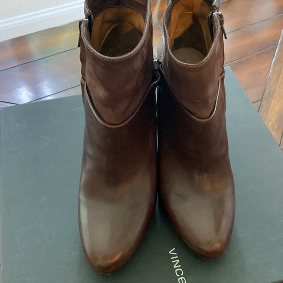 Vince chocolate brown suede & leather wedge bootie - Picture 4 of 8